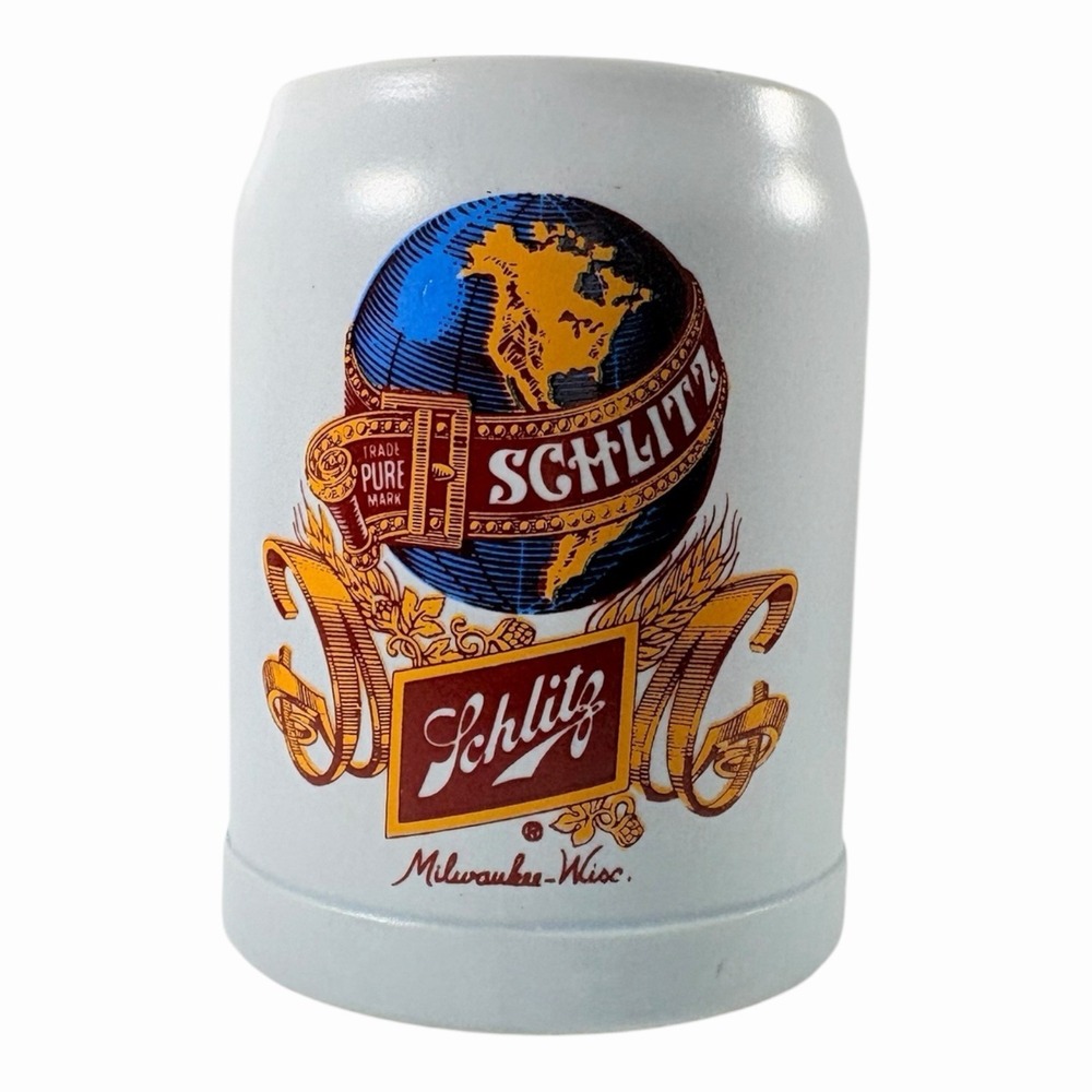 Schlitz Brewing Company World Label Mug Stein Ceramarte Brazil 5" Vintage